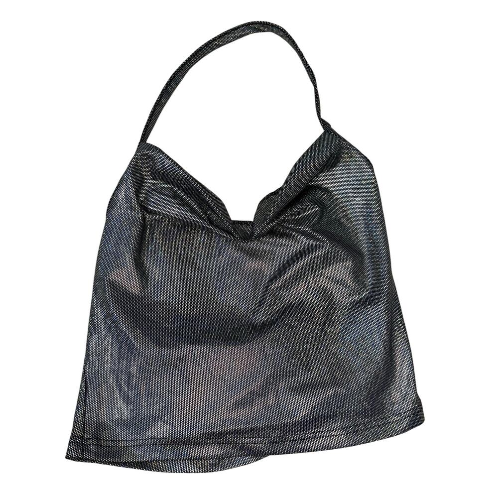 UUE Silver Sparkly Y2K Halter Top XS Club Party
